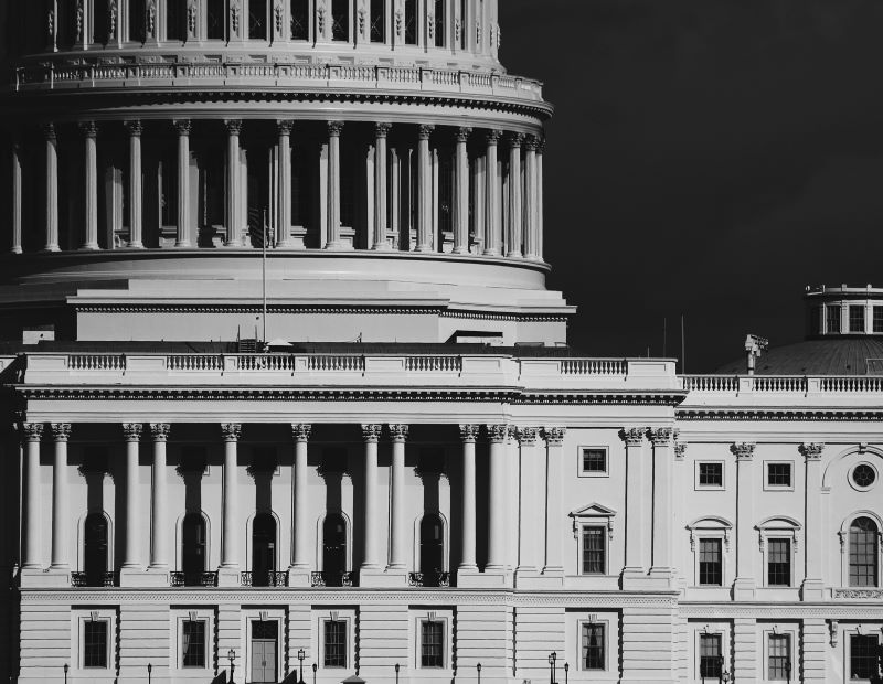 US Capitol in black and white